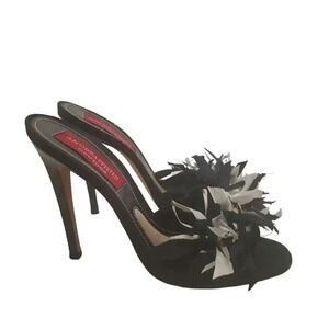 ANDREA PFISTER Ribbon & Rhinestone Sexy Party Heels Sandals Sz 40.5